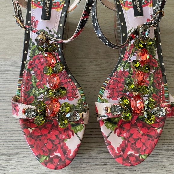 Dolce and Gabbana Sicily Italian Art Print Platform Wedge Sandals - Picture 3 of 7